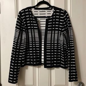 Liz Claiborne open front knit blazer in black and white, size L large